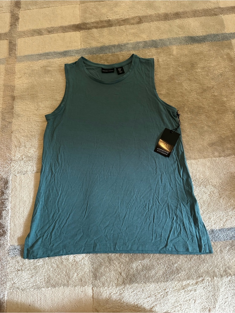 Adrienne Vittadini Teal Sleeveless Crewneck Tank